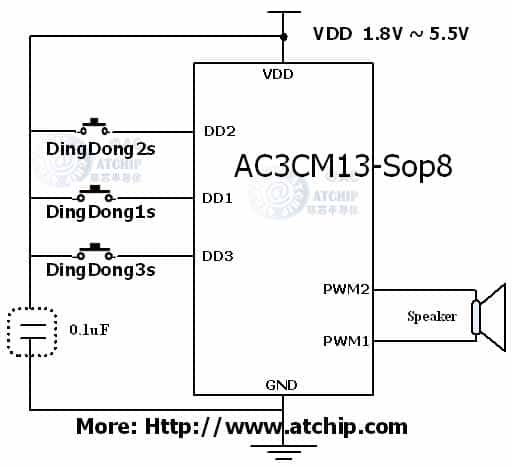叮咚一声两声门铃芯片接线电路